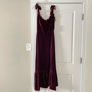 Antoinette Tie Strap Velvet Midi Dress